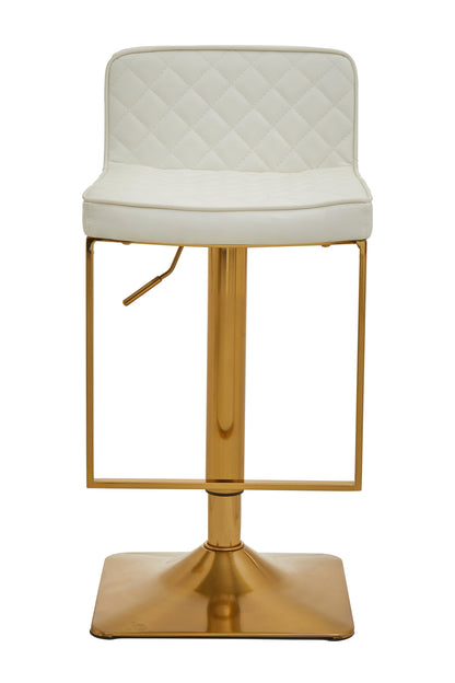 Grosvenor White And Gold Bar Stool With Square Base