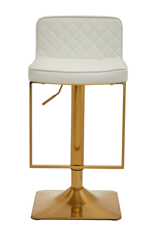 Grosvenor White And Gold Bar Stool With Square Base