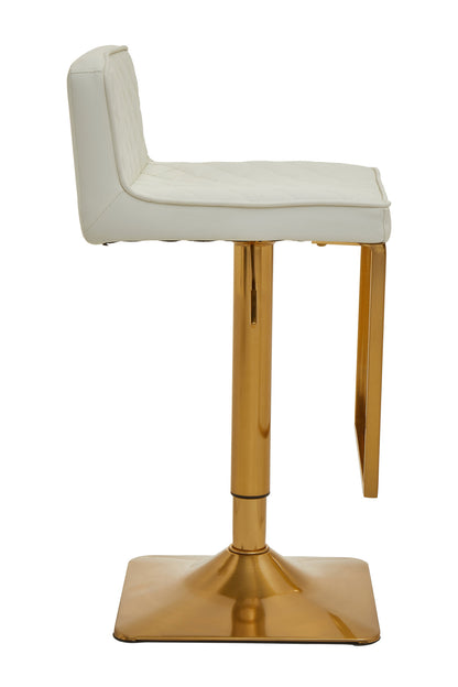 Grosvenor White And Gold Bar Stool With Square Base