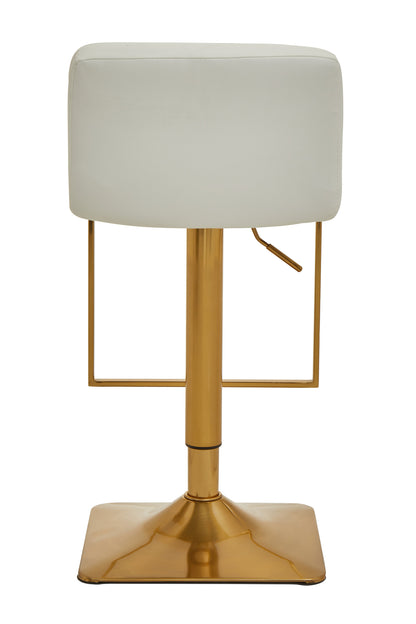 Grosvenor White And Gold Bar Stool With Square Base