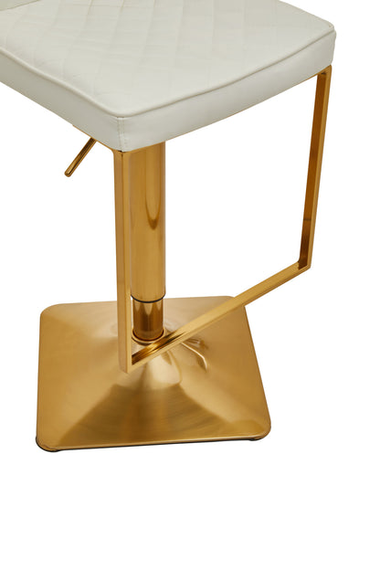 Grosvenor White And Gold Bar Stool With Square Base