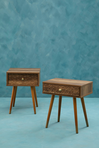 Oscar Wood Veneer 1 Drawer Side Table
