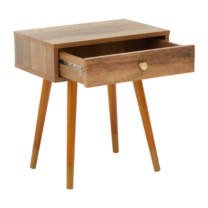 Oscar Wood Veneer Bedside Table with 1 Drawer