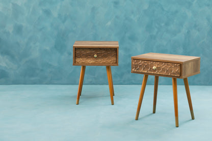 Oscar Wood Veneer Bedside Table with 1 Drawer