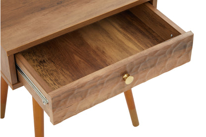 Oscar Wood Veneer Bedside Table with 1 Drawer