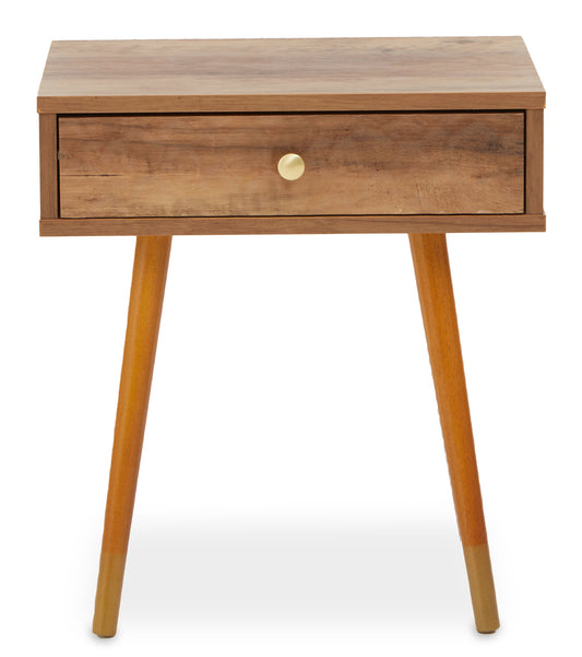 Oscar Wood Veneer Bedside Table with 1 Drawer