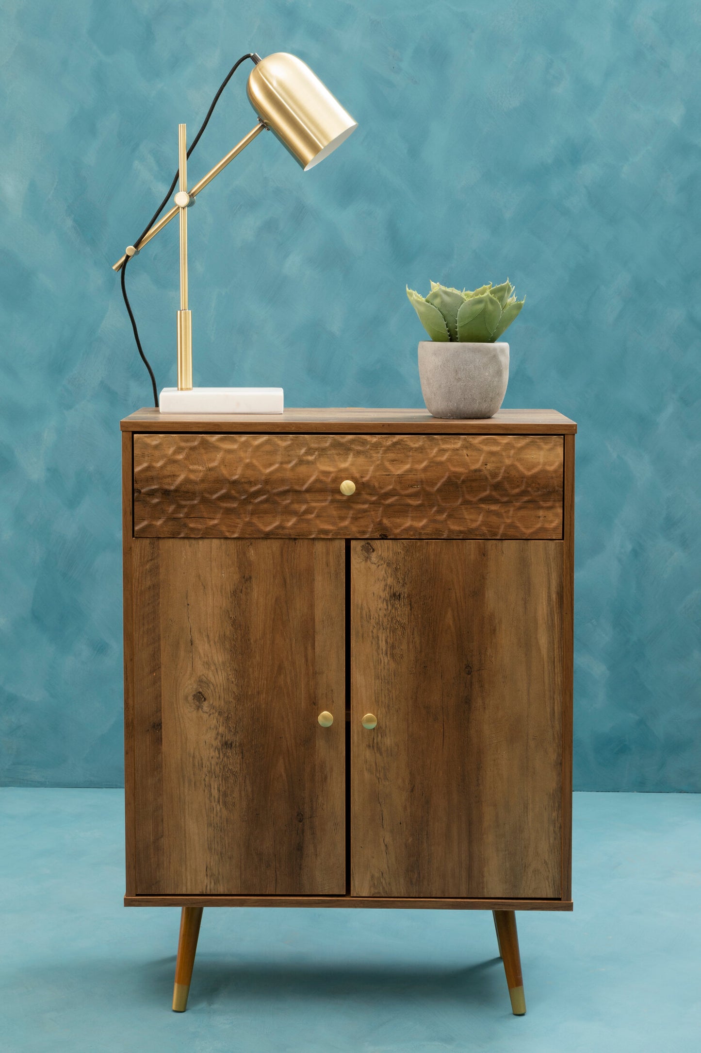 Oscar Wood Veneer 2 Door and 1 Drawer Cabinet