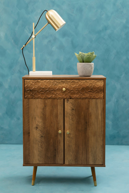 Oscar Wood Veneer 2 Door and 1 Drawer Cabinet