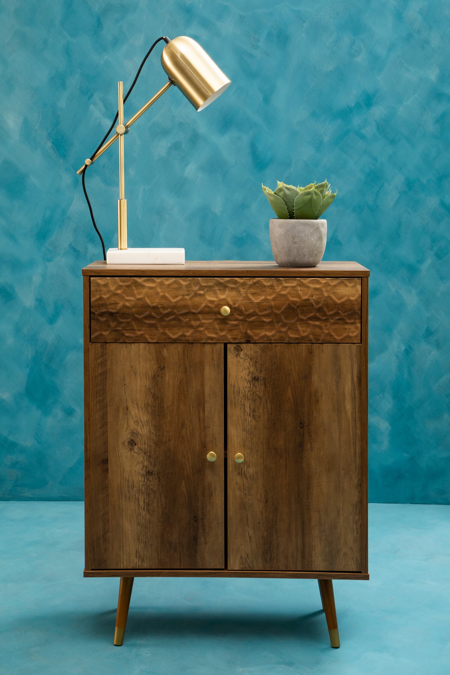 Oscar Wood Veneer 2 Door and 1 Drawer Cabinet