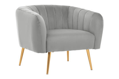 Mia Grey Velvet Luxe Channel Tufted Accent Chair