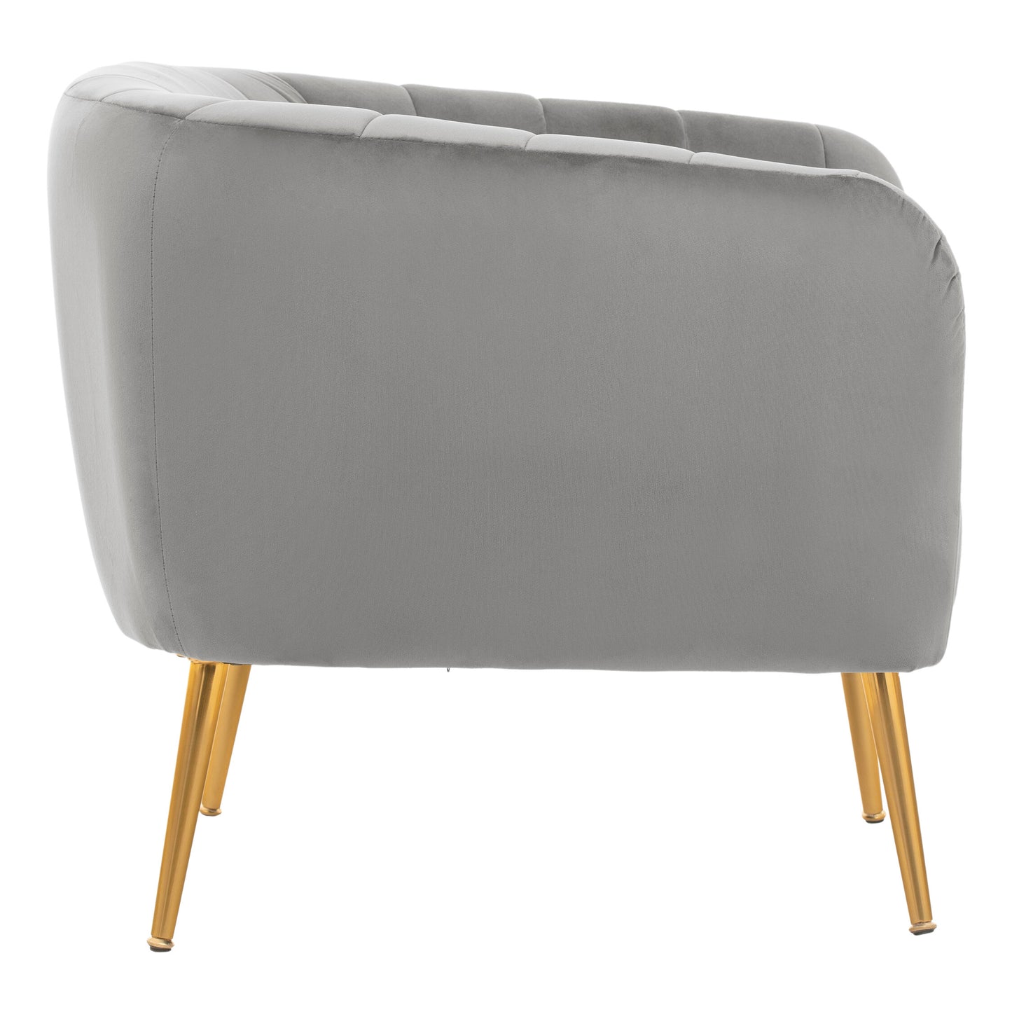Mia Grey Velvet Luxe Channel Tufted Accent Chair