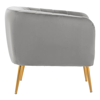 Mia Grey Velvet Luxe Channel Tufted Accent Chair