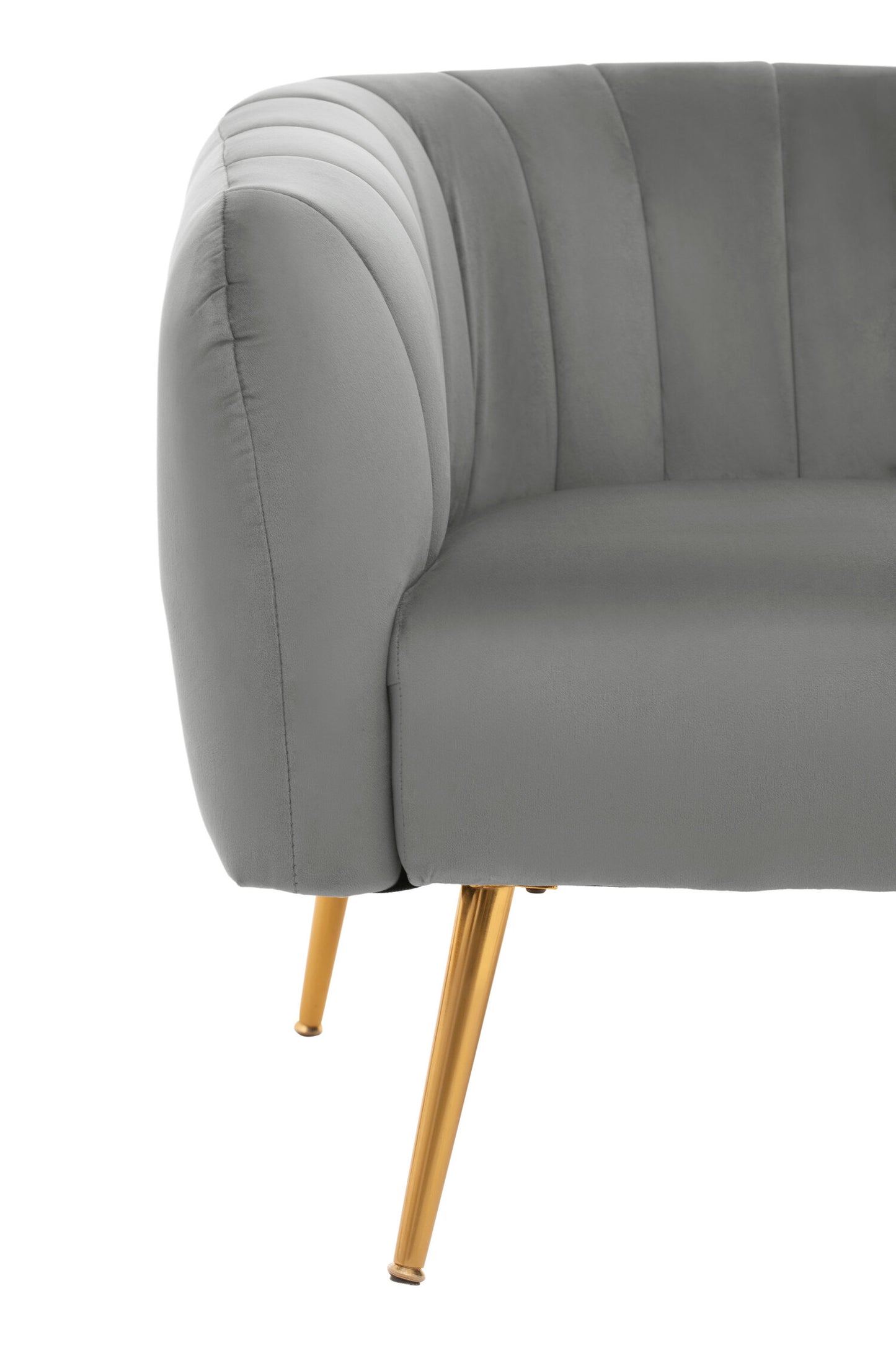Mia Grey Velvet Luxe Channel Tufted Accent Chair