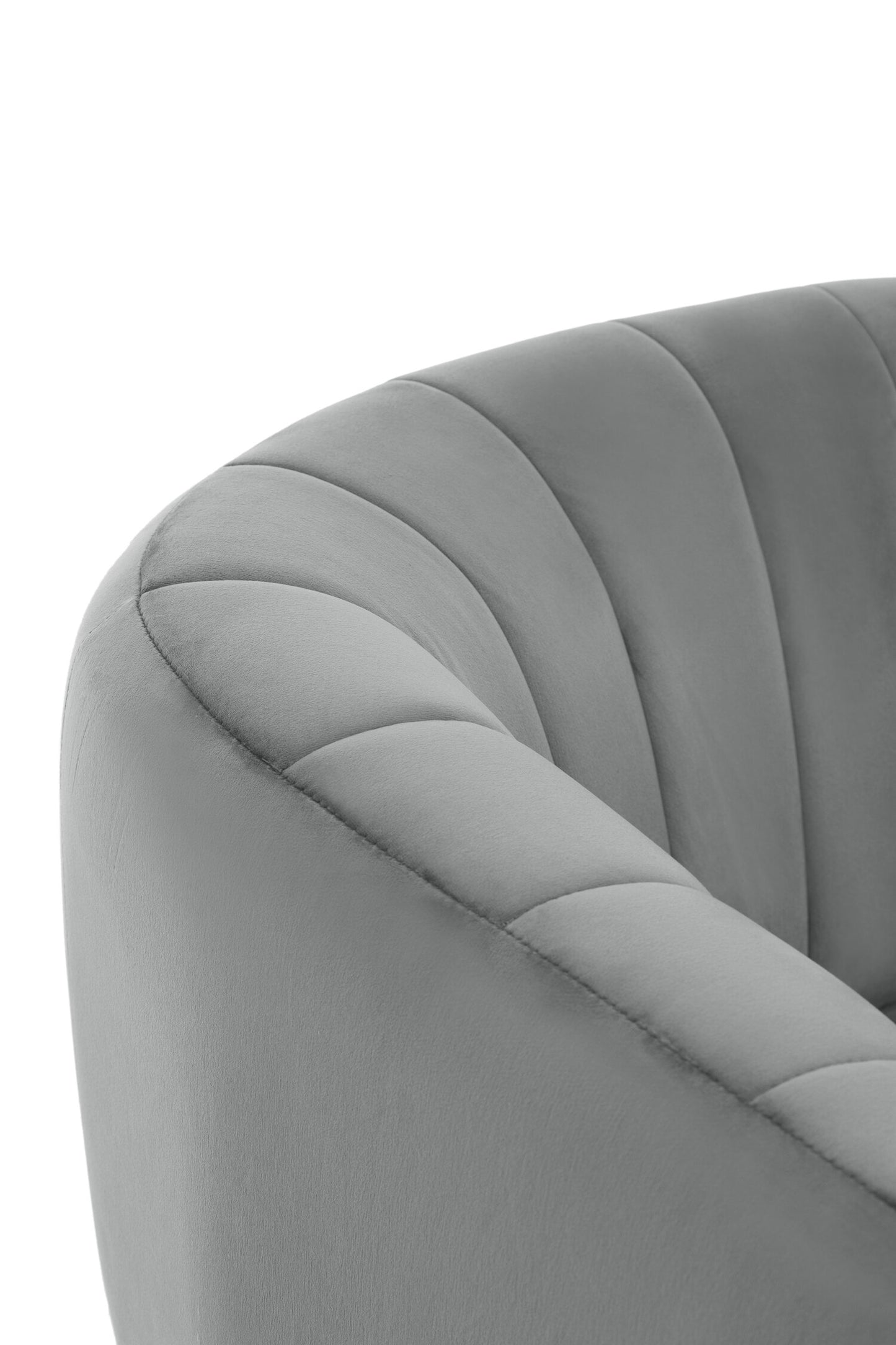 Mia Grey Velvet Luxe Channel Tufted Accent Chair