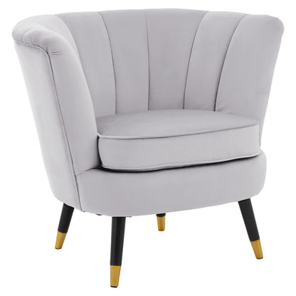 Marylin Luxe Grey Velvet Shell Armchair