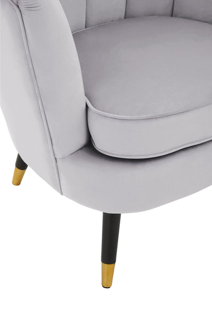 Marylin Luxe Grey Velvet Shell Armchair