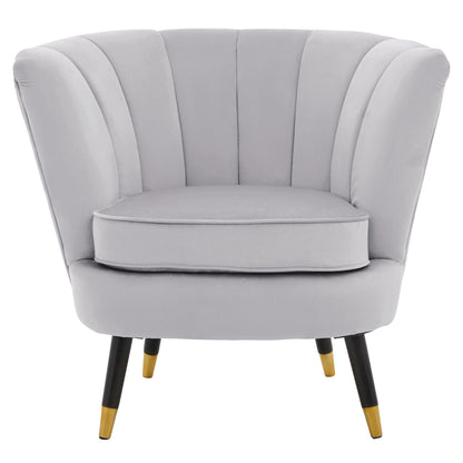 Marylin Luxe Grey Velvet Shell Armchair