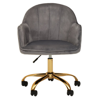 Amara Grey Velvet And Gold Base Home Office Chair