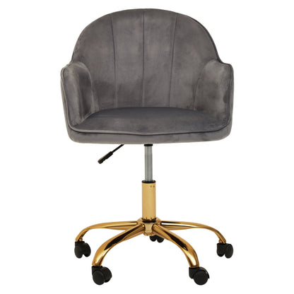 Amara Grey Velvet And Gold Base Home Office Chair