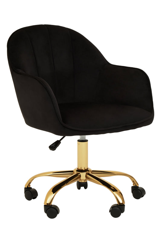 Amara Black Velvet And Gold Base Home Office Chair