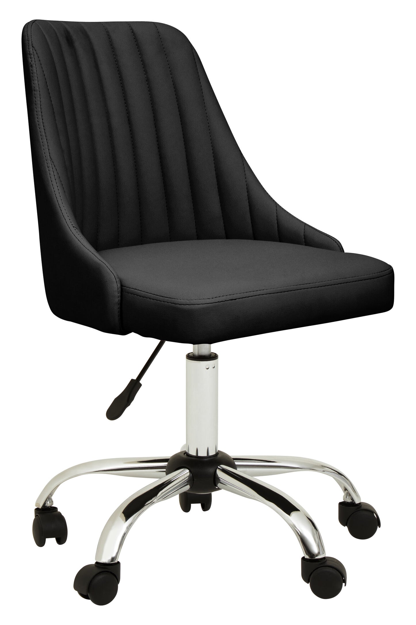 Jaxon Black Ribbed Modern Chrome Office Chair | Bali & Blue