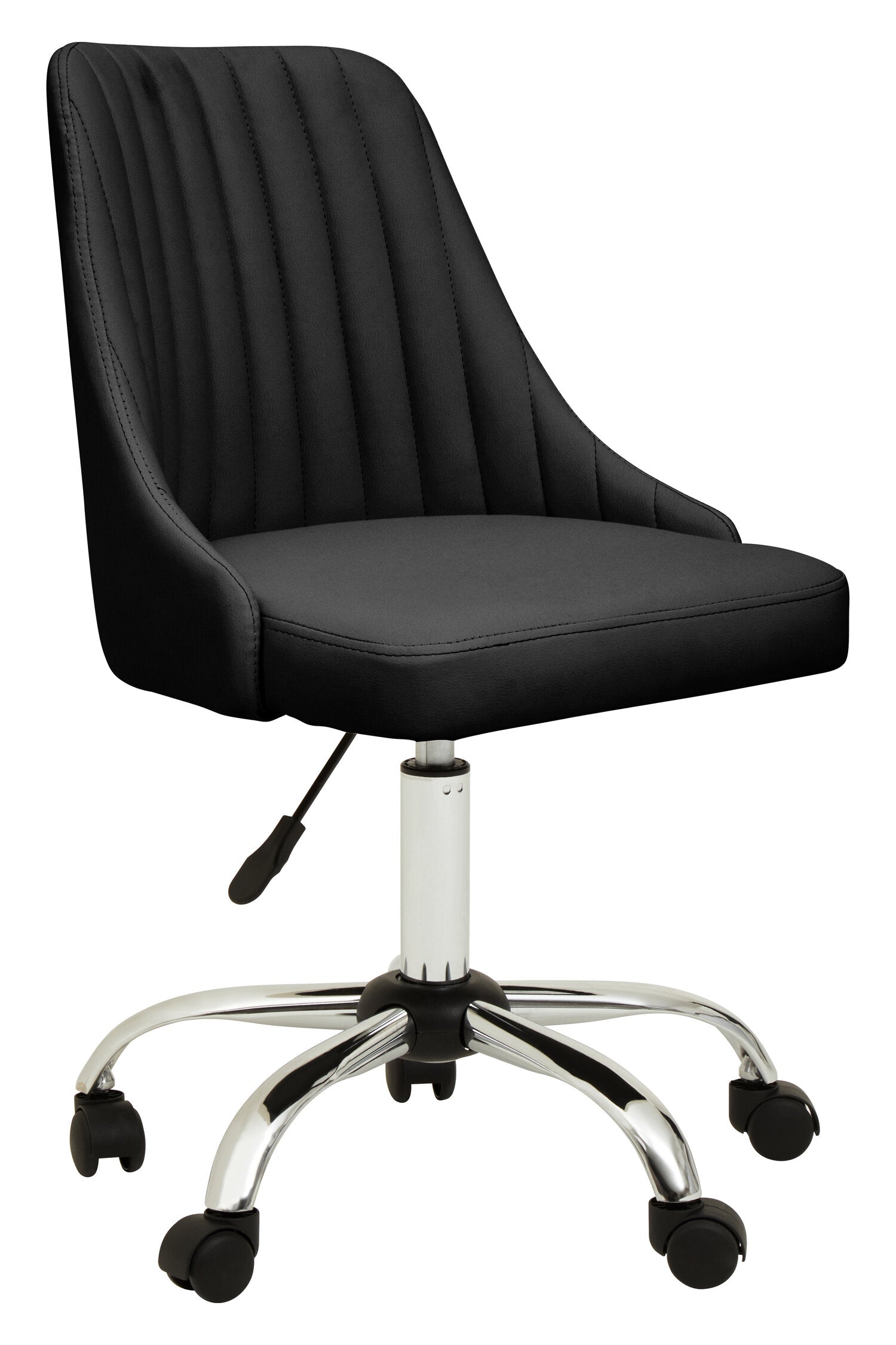Jaxon Black Ribbed Modern Chrome Office Chair | Bali & Blue