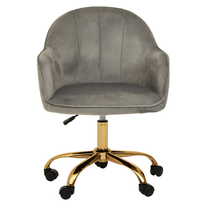 Amara Grey Velvet And Gold Home Office Chair
