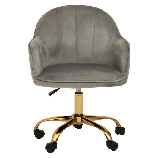 Amara Grey Velvet And Gold Home Office Chair