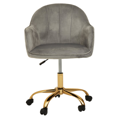 Amara Grey Velvet And Gold Home Office Chair
