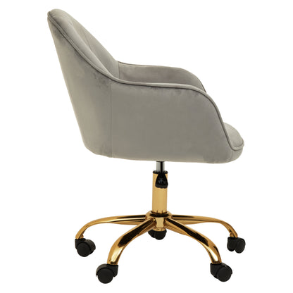 Amara Grey Velvet And Gold Home Office Chair