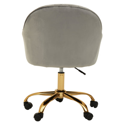 Amara Grey Velvet And Gold Home Office Chair