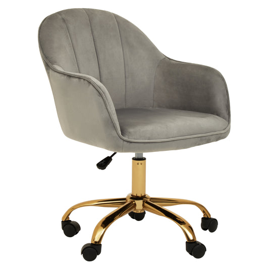 Amara Grey Velvet And Gold Home Office Chair