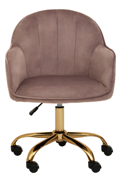 Amara Pink Velvet And Gold Home Office Chair