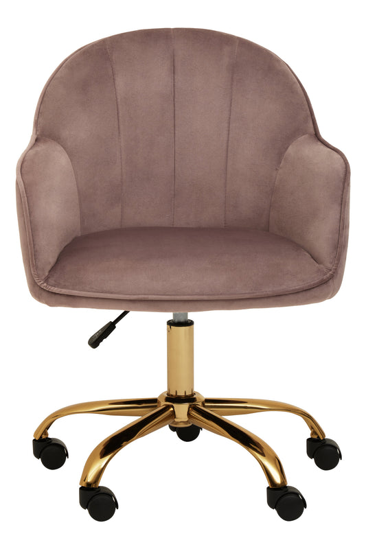 Amara Pink Velvet And Gold Home Office Chair