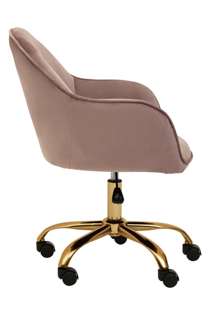 Amara Pink Velvet And Gold Home Office Chair