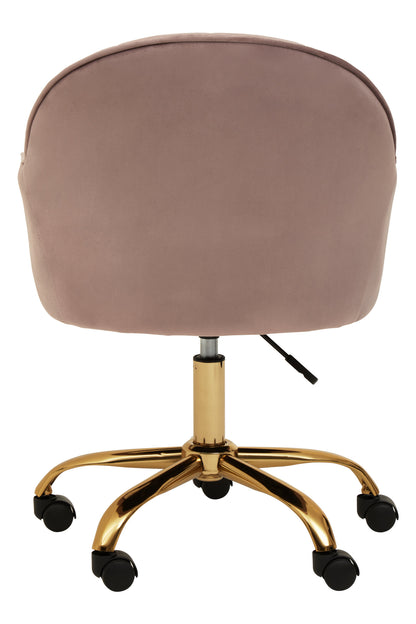 Amara Pink Velvet And Gold Home Office Chair