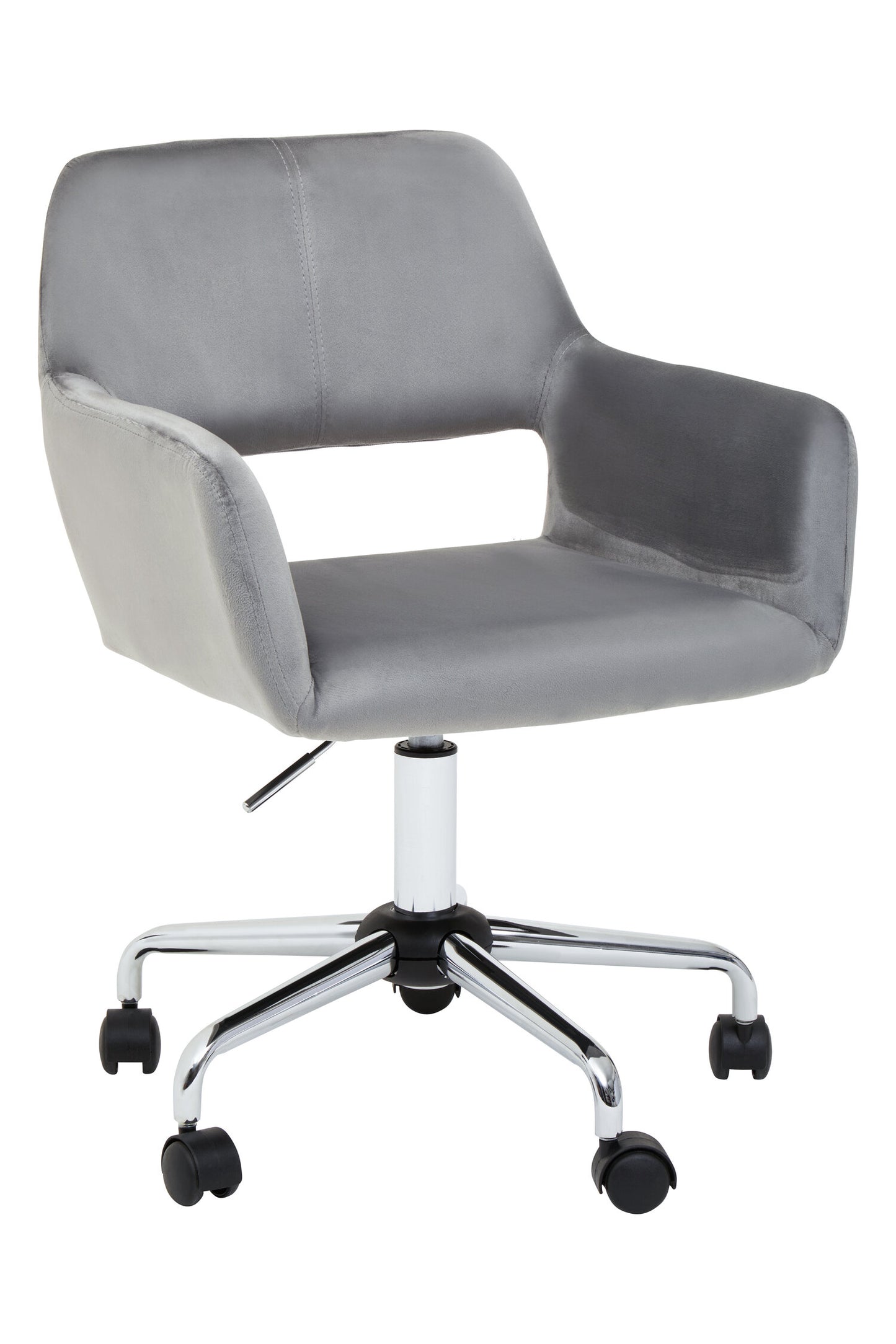 Jaxon Grey Velvet Retro Chrome Office Chair | Bali & Blue