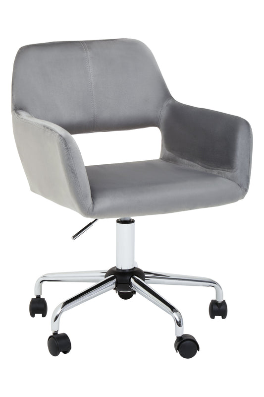 Jaxon Grey Velvet Retro Chrome Office Chair | Bali & Blue