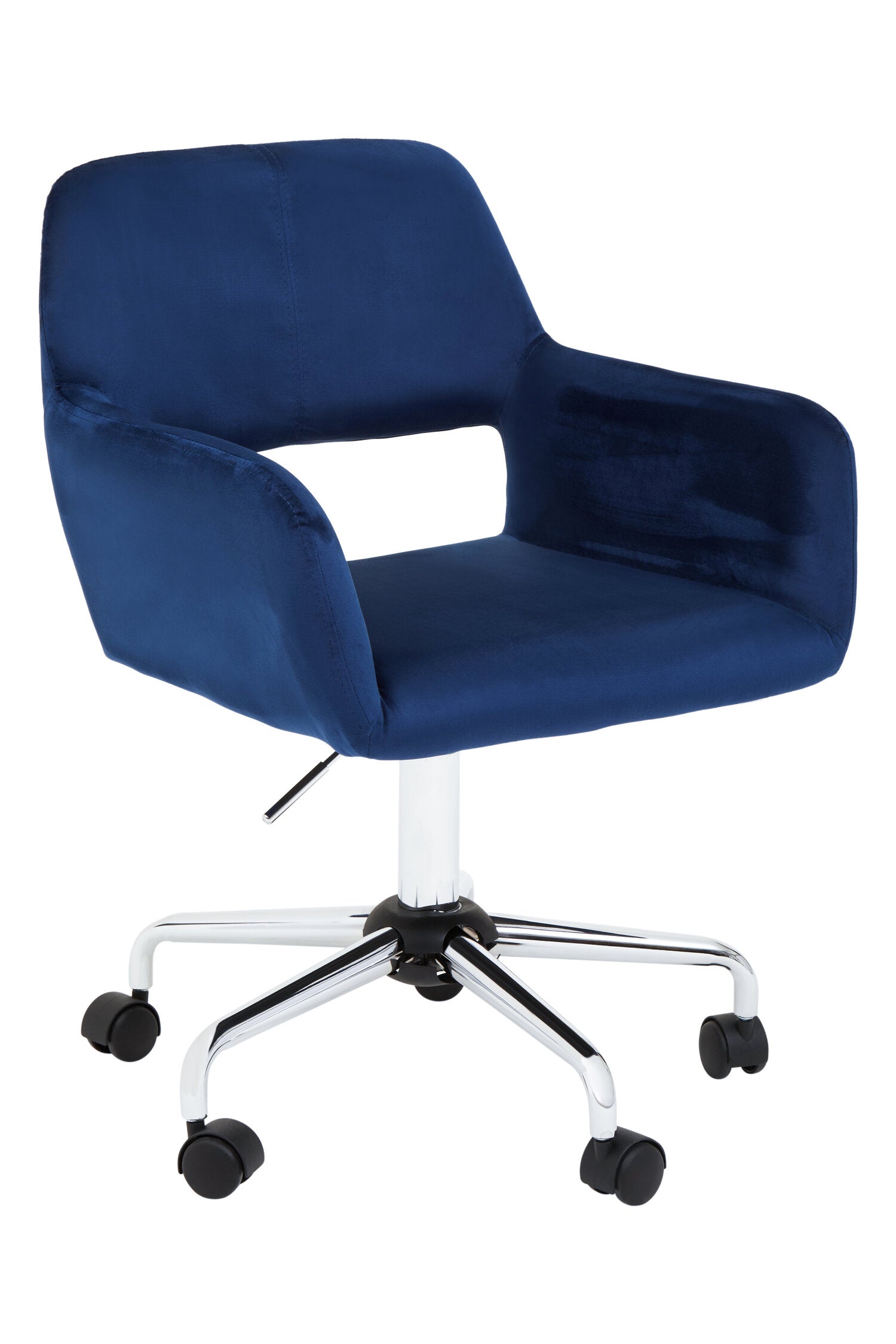 Jaxon Navy Velvet Retro Chrome Office Chair | Bali & Blue