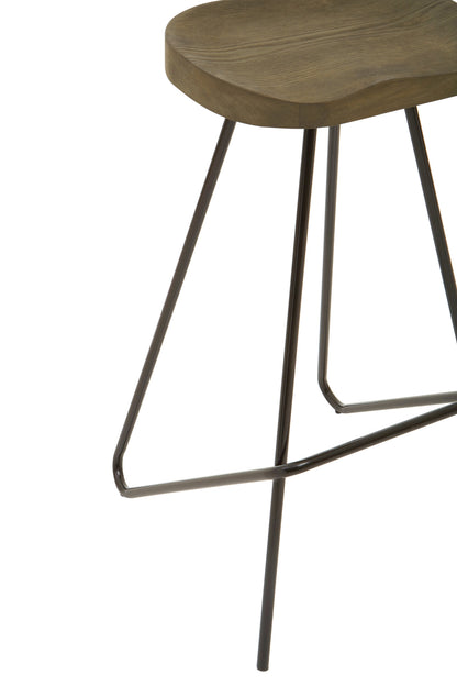 Industrial Elm Wood Bar Stool
