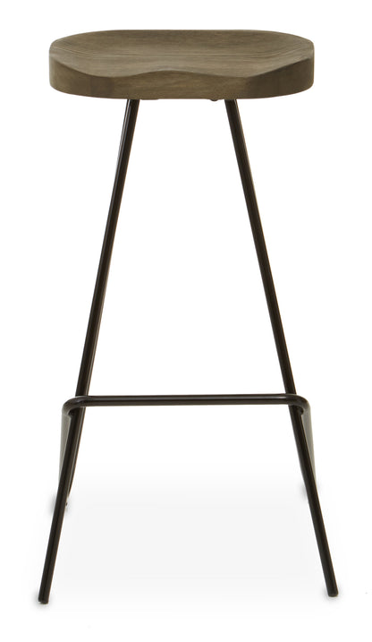 Industrial Elm Wood Bar Stool