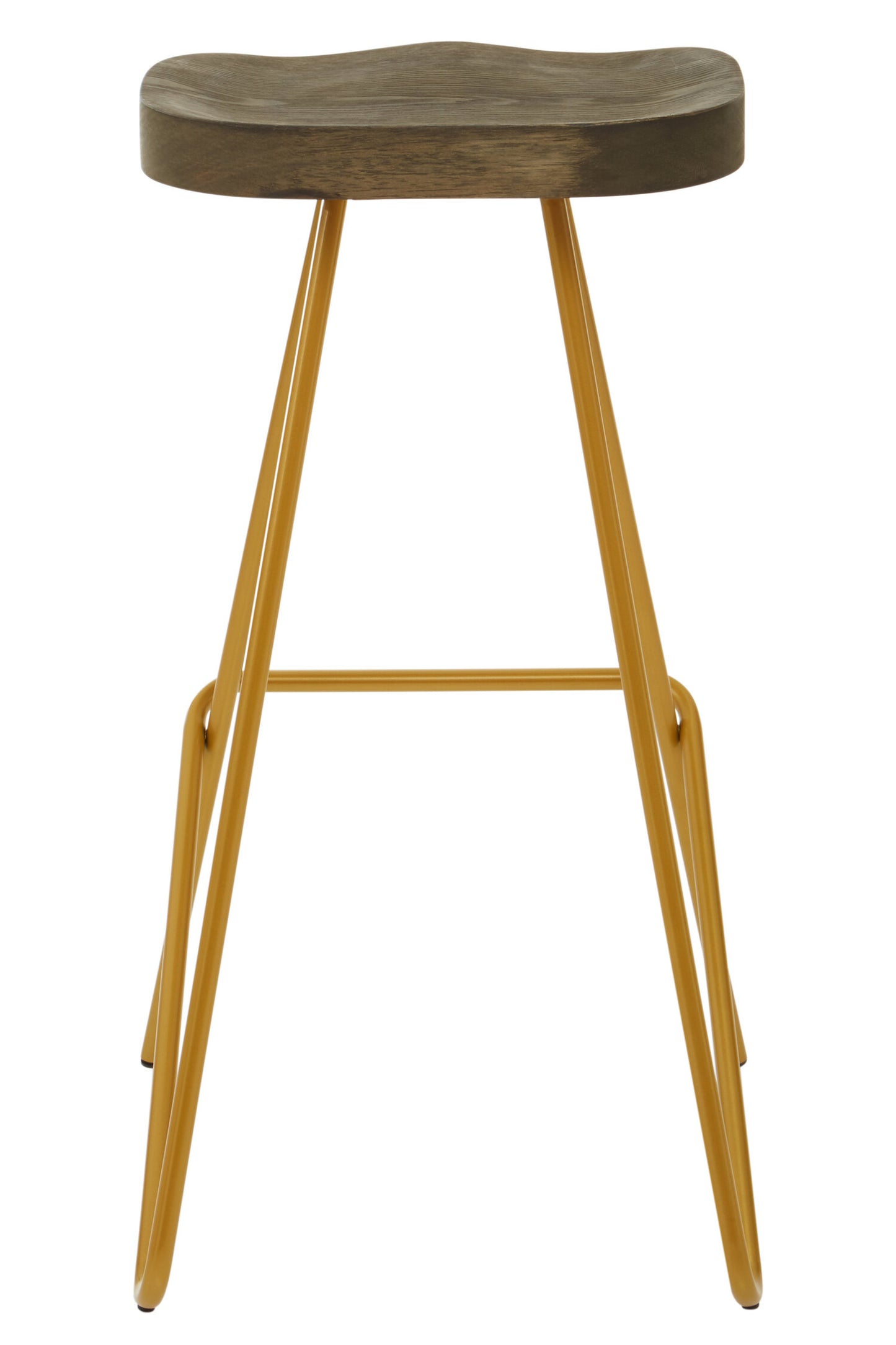 Industrial Elm Wood Bar Stool With Metal Legs