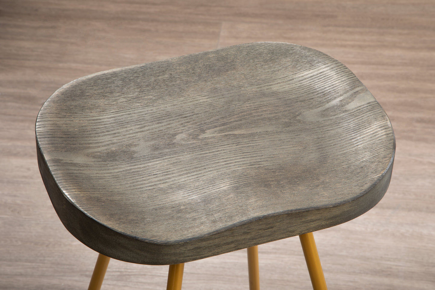 Industrial Elm Wood Bar Stool With Metal Legs