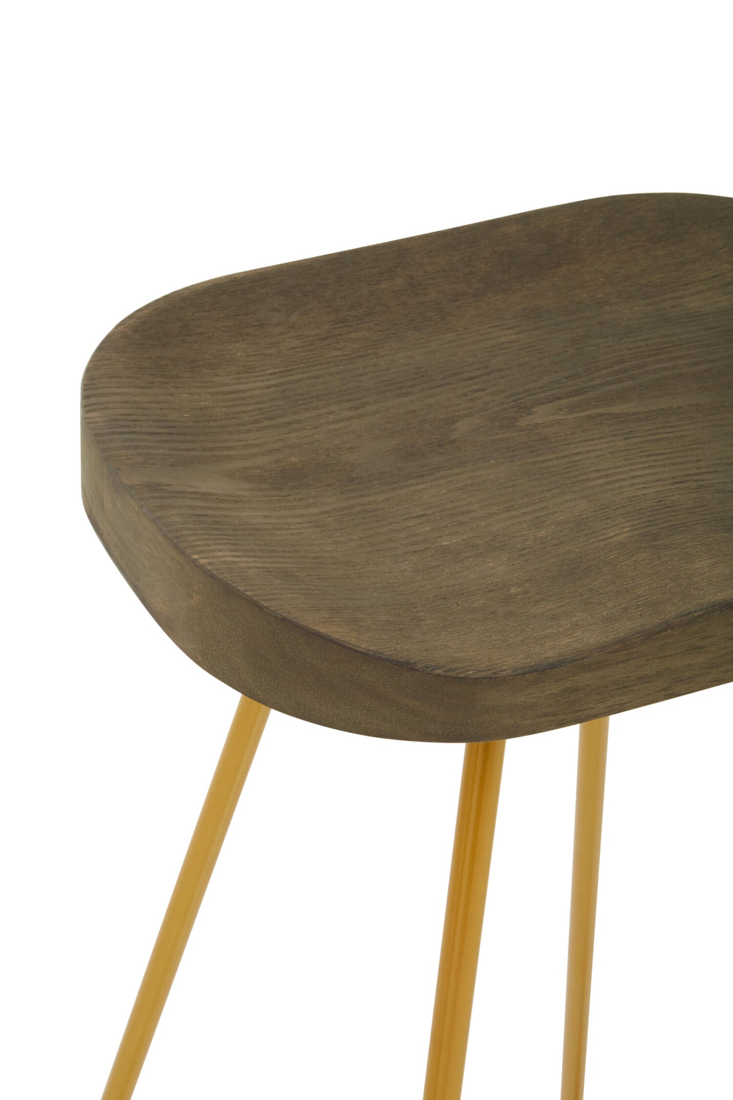 Industrial Elm Wood Bar Stool With Metal Legs