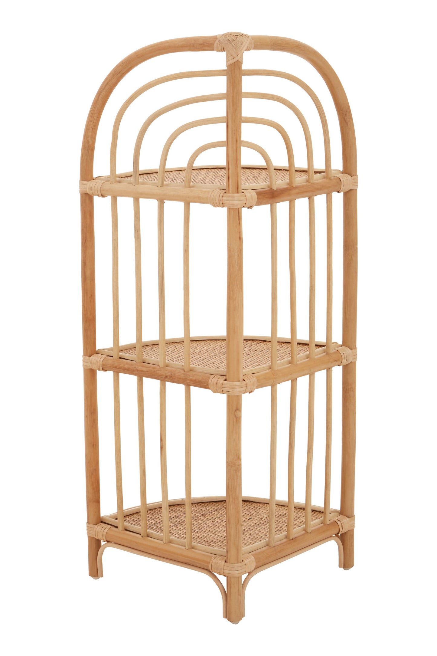 India 3 Tier Natural Rattan Corner Shelf Unit