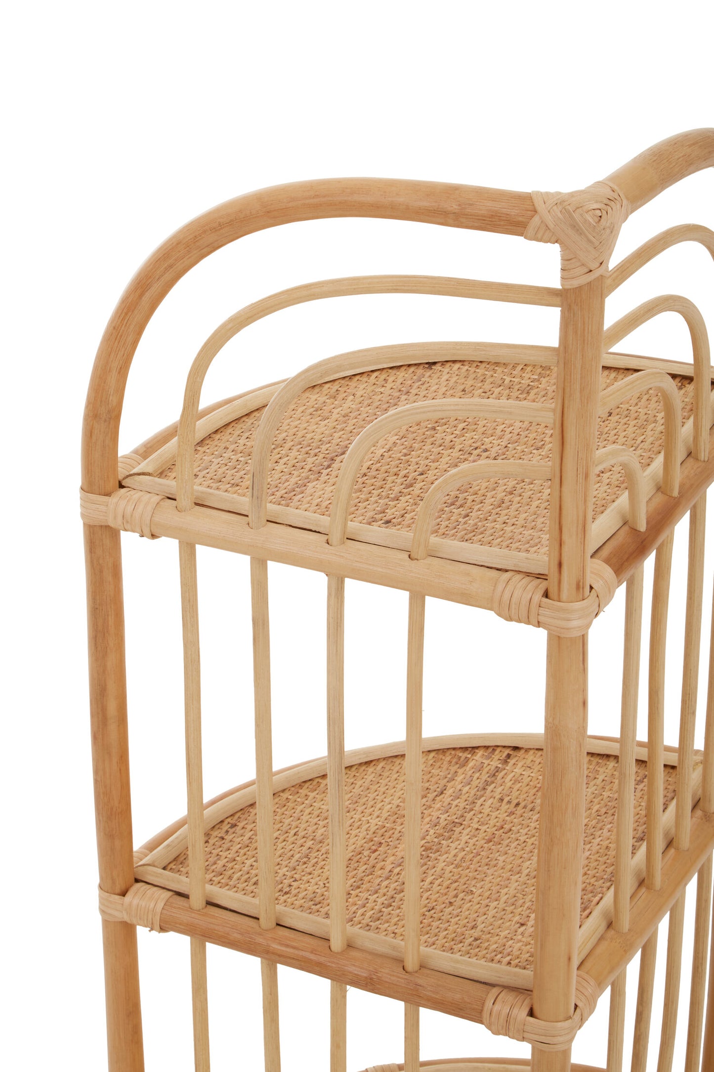 India 3 Tier Natural Rattan Corner Shelf Unit