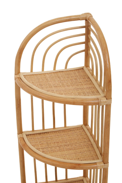 India 3 Tier Natural Rattan Corner Shelf Unit