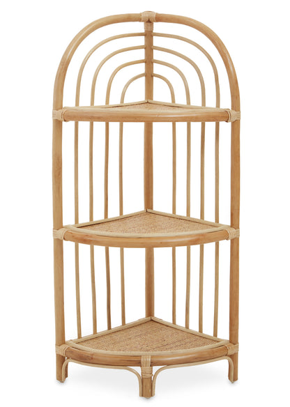 India 3 Tier Natural Rattan Corner Shelf Unit
