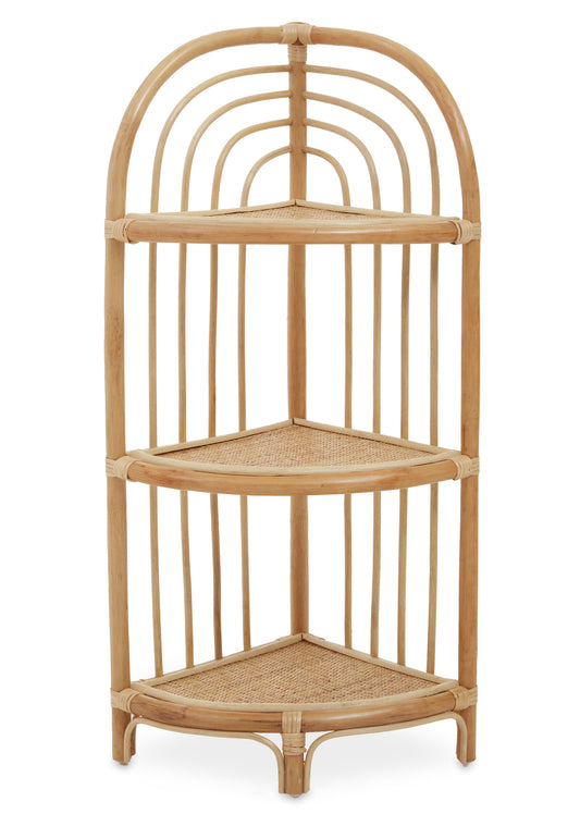 India 3 Tier Natural Rattan Corner Shelf Unit