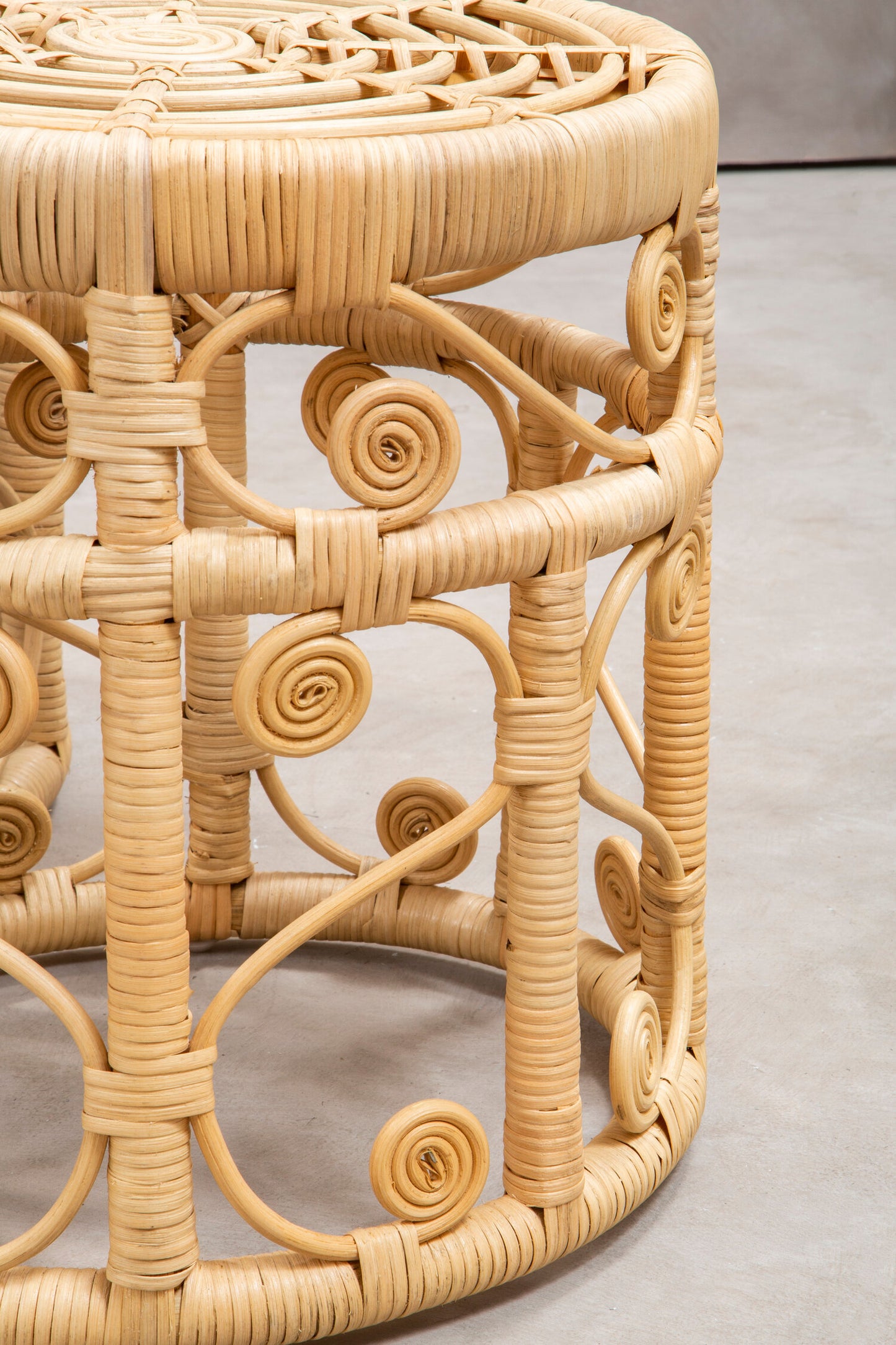 India Set of 2 Natural Rattan Boho Side Tables